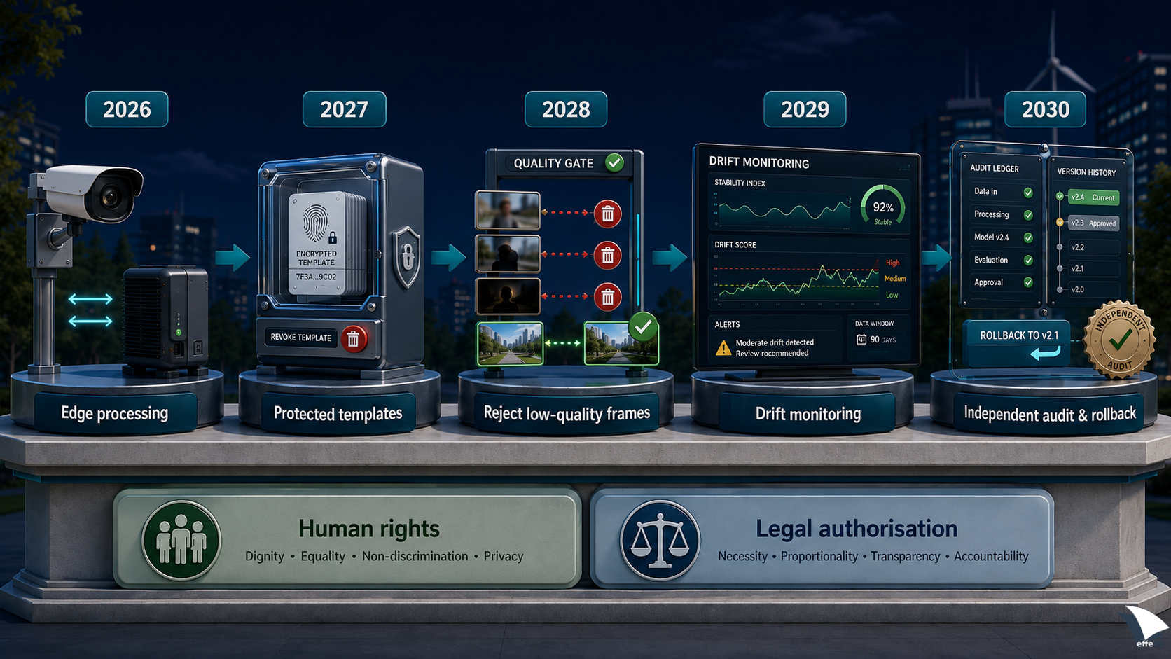 Roadmap tecnologica 2026&ndash;2030 per sistemi biometrici pi&ugrave; controllabili